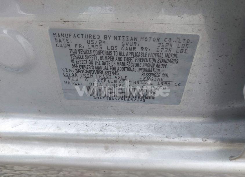 Photo 9 of 2024 Nissan Versa 1.6 S (VIN 3N1CN8DV8RL897445)