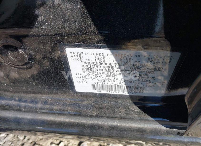 Photo 9 of 2024 Nissan Versa 1.6 S (VIN 3N1CN8DVXRL838767)