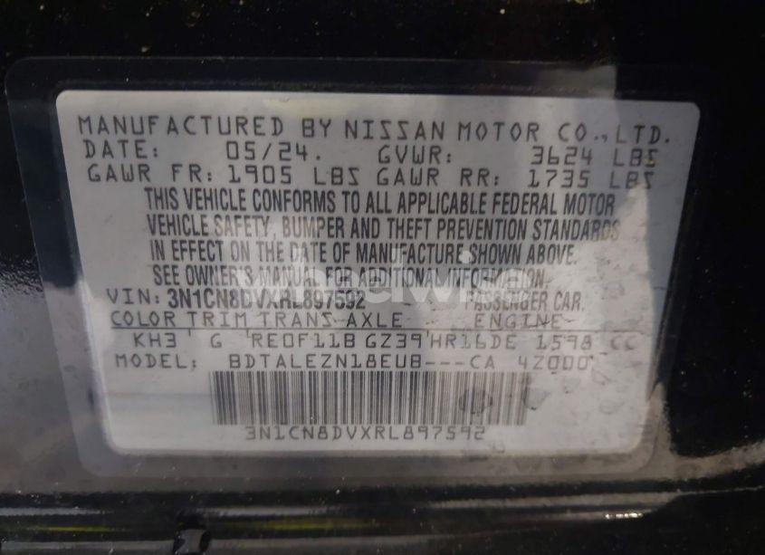 Photo 9 of 2024 Nissan Versa 1.6 S (VIN 3N1CN8DVXRL897592)
