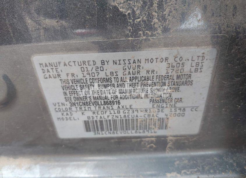 Photo 9 of 2020 Nissan Versa SV XTRONIC CVT (VIN 3N1CN8EV0LL868916)