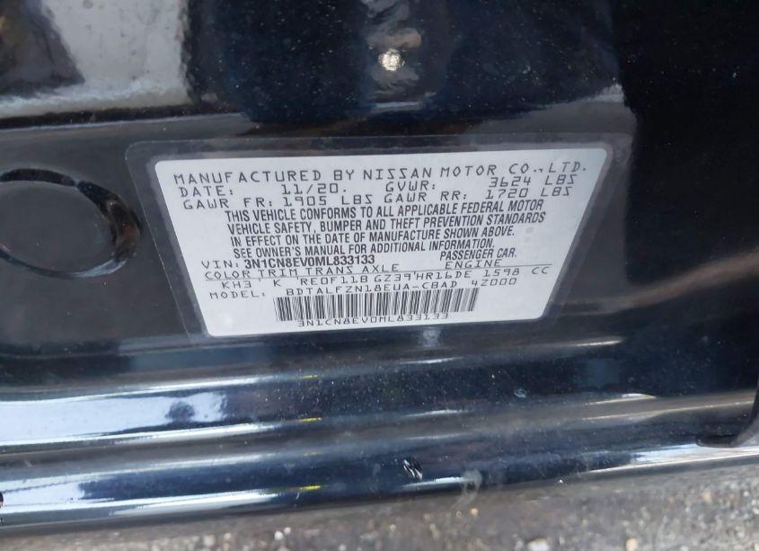 Photo 9 of 2021 Nissan Versa SV XTRONIC CVT (VIN 3N1CN8EV0ML833133)