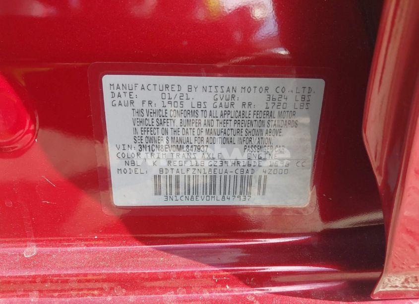 Photo 9 of 2021 Nissan Versa SV XTRONIC CVT (VIN 3N1CN8EV0ML847937)