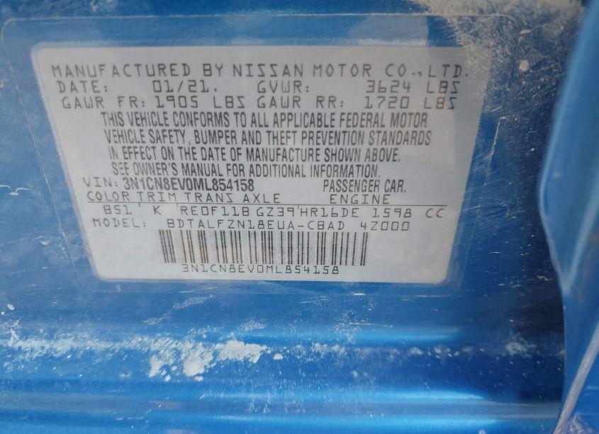 Photo 9 of 2021 Nissan Versa SV XTRONIC CVT (VIN 3N1CN8EV0ML854158)