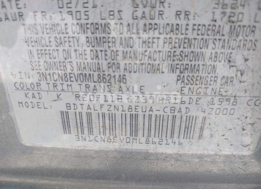 Photo 9 of 2021 Nissan Versa SV XTRONIC CVT (VIN 3N1CN8EV0ML862146)