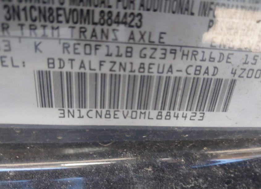 Photo 9 of 2021 Nissan Versa SV XTRONIC CVT (VIN 3N1CN8EV0ML884423)