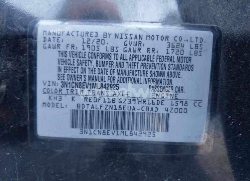 Photo 9 of 2021 Nissan Versa SV XTRONIC CVT (VIN 3N1CN8EV1ML842925)