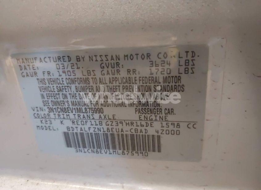 Photo 9 of 2021 Nissan Versa SV XTRONIC CVT (VIN 3N1CN8EV1ML875990)