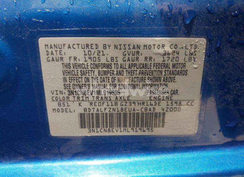 Photo 9 of 2021 Nissan Versa SV XTRONIC CVT (VIN 3N1CN8EV1ML919695)