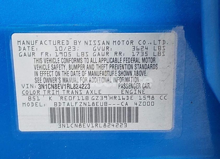 Photo 9 of 2024 Nissan Versa 1.6 SV (VIN 3N1CN8EV1RL824223)