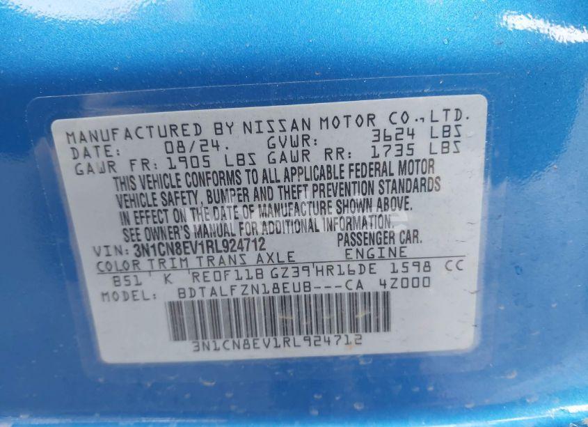 Photo 9 of 2024 Nissan Versa 1.6 SV (VIN 3N1CN8EV1RL924712)