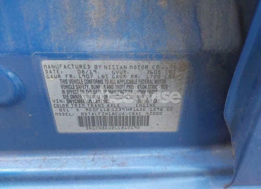 Photo 9 of 2020 Nissan Versa SV XTRONIC CVT (VIN 3N1CN8EV2LL810192)