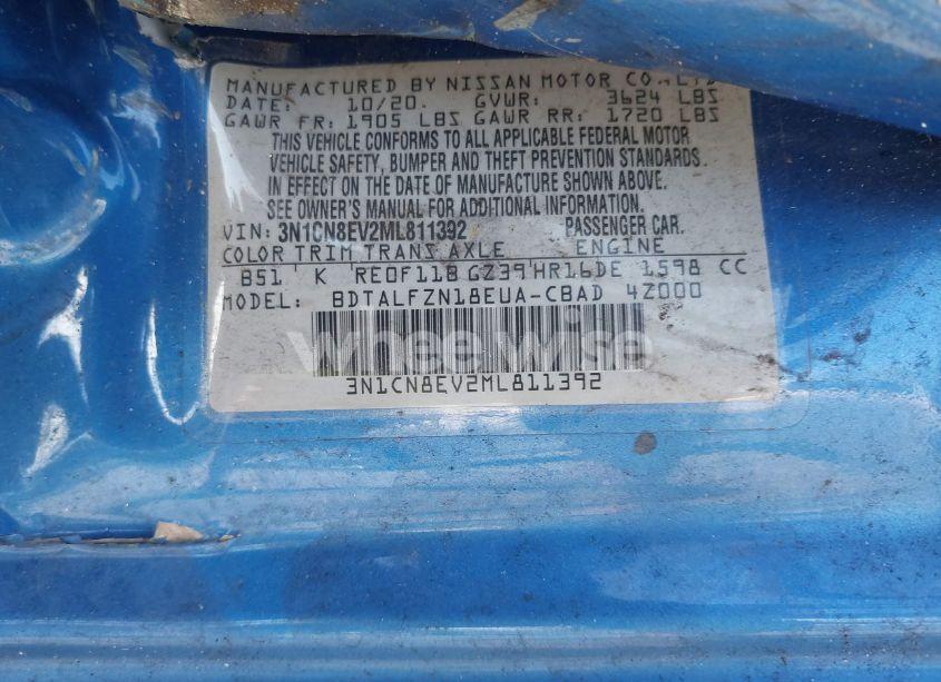 Photo 9 of 2021 Nissan Versa SV XTRONIC CVT (VIN 3N1CN8EV2ML811392)