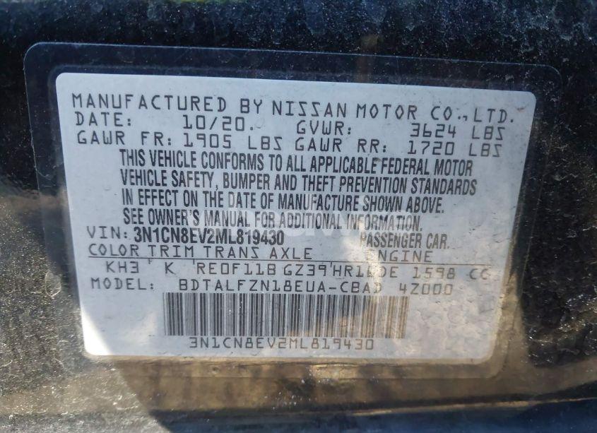 Photo 9 of 2021 Nissan Versa SV XTRONIC CVT (VIN 3N1CN8EV2ML819430)