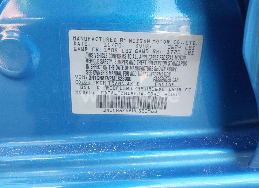 Photo 9 of 2021 Nissan Versa SV XTRONIC CVT (VIN 3N1CN8EV2ML823980)