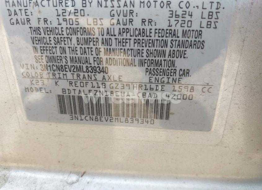 Photo 9 of 2021 Nissan Versa SV XTRONIC CVT (VIN 3N1CN8EV2ML839340)