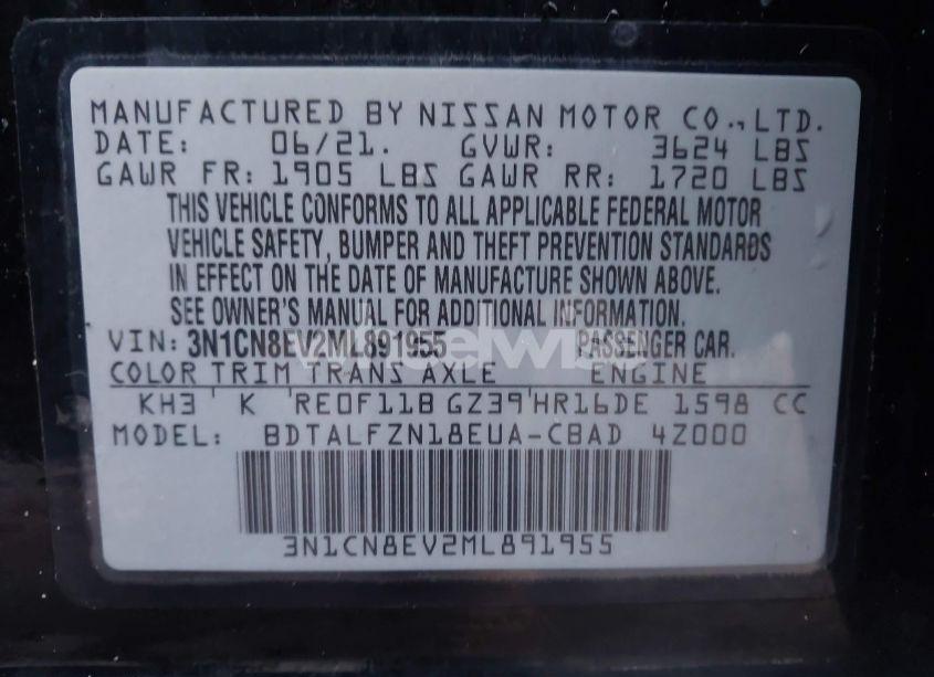 Photo 9 of 2021 Nissan Versa SV XTRONIC CVT (VIN 3N1CN8EV2ML891955)