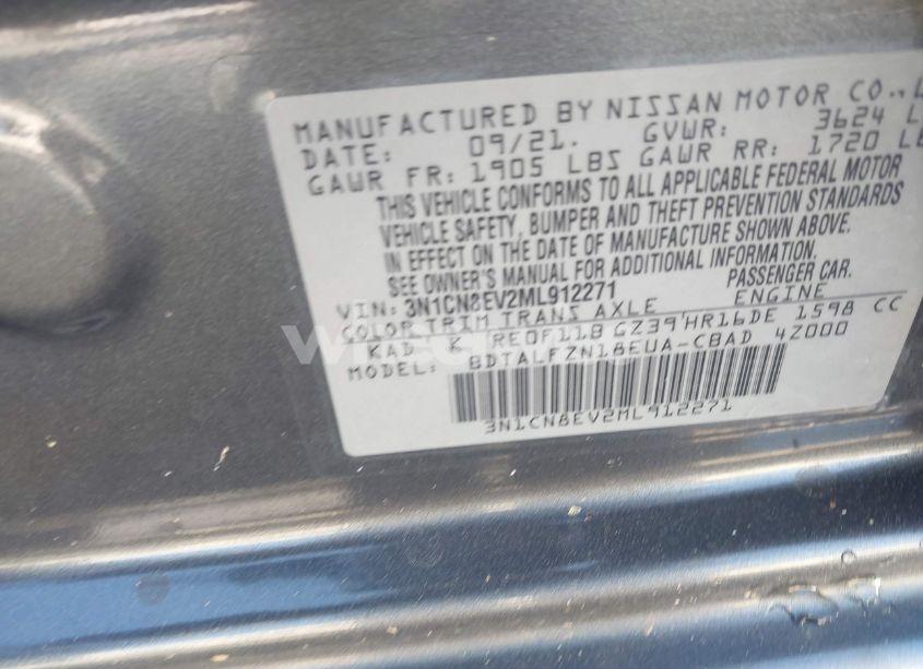 Photo 9 of 2021 Nissan Versa SV XTRONIC CVT (VIN 3N1CN8EV2ML912271)