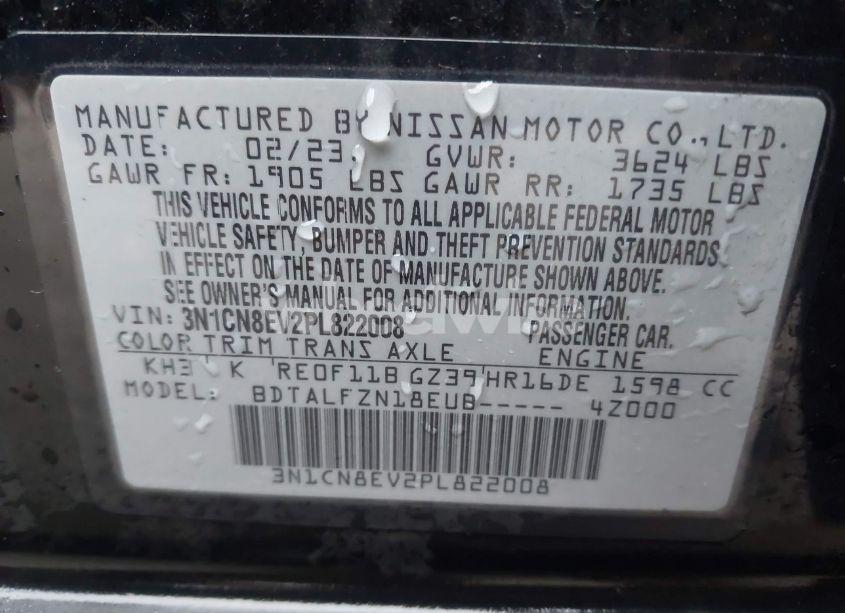 Photo 9 of 2023 Nissan Versa 1.6 SV XTRONIC CVT (VIN 3N1CN8EV2PL822008)