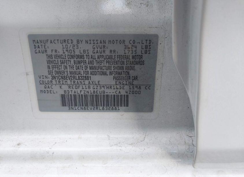 Photo 9 of 2024 Nissan Versa 1.6 SV (VIN 3N1CN8EV2RL832881)