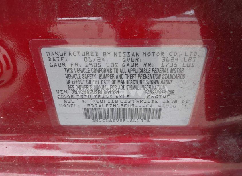 Photo 9 of 2024 Nissan Versa 1.6 SV (VIN 3N1CN8EV2RL861331)