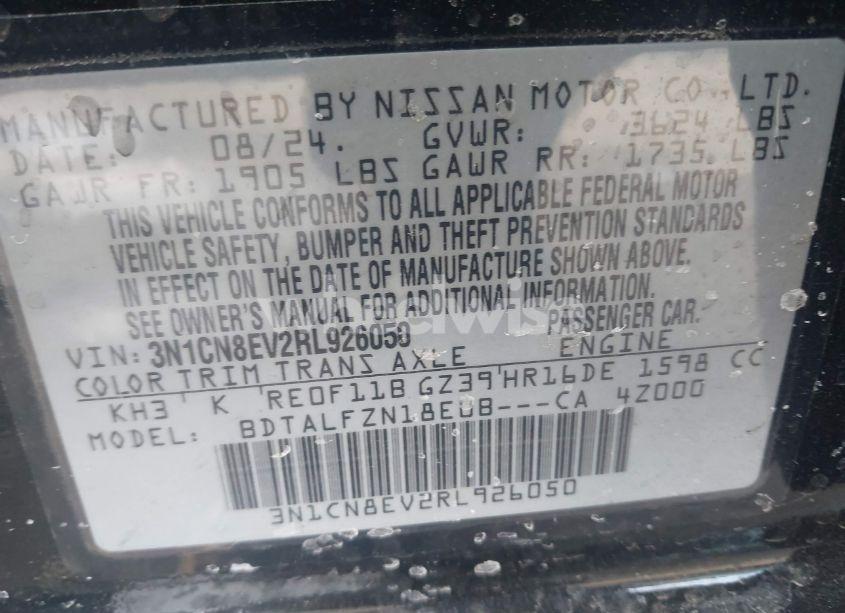 Photo 9 of 2024 Nissan Versa 1.6 SV (VIN 3N1CN8EV2RL926050)