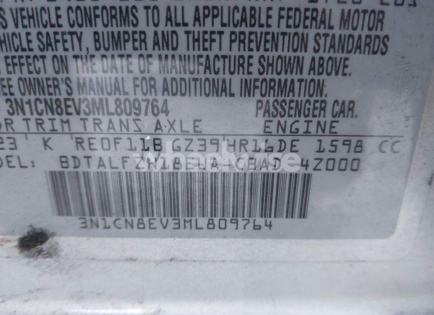 Photo 9 of 2021 Nissan Versa SV XTRONIC CVT (VIN 3N1CN8EV3ML809764)