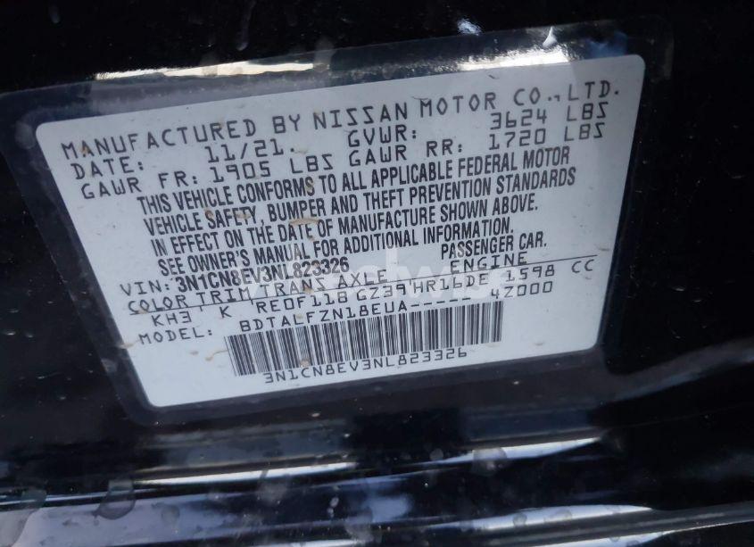 Photo 9 of 2022 Nissan Versa 1.6 SV XTRONIC CVT (VIN 3N1CN8EV3NL823326)