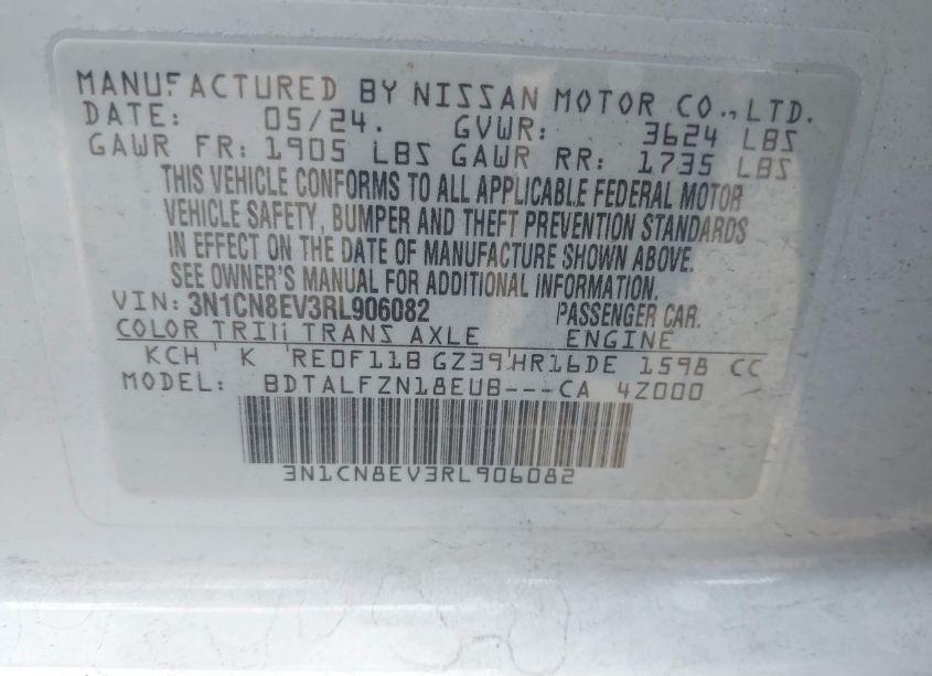 Photo 9 of 2024 Nissan Versa 1.6 SV (VIN 3N1CN8EV3RL906082)