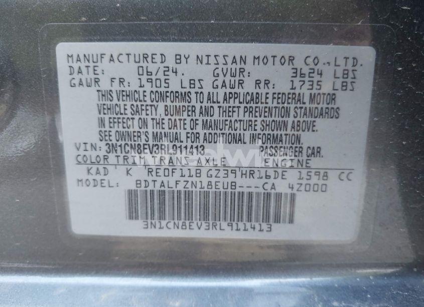 Photo 9 of 2024 Nissan Versa 1.6 SV (VIN 3N1CN8EV3RL911413)