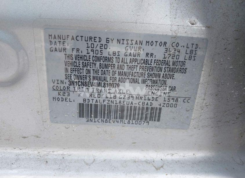 Photo 9 of 2021 Nissan Versa SV XTRONIC CVT (VIN 3N1CN8EV4ML810079)