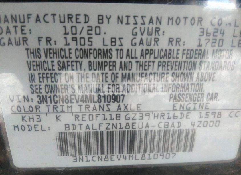 Photo 9 of 2021 Nissan Versa SV XTRONIC CVT (VIN 3N1CN8EV4ML810907)