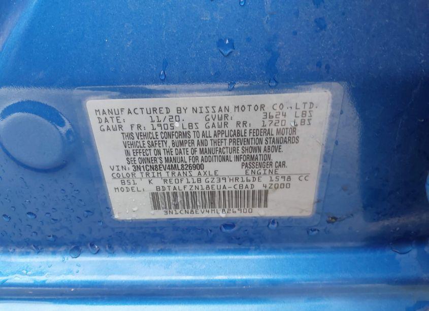 Photo 9 of 2021 Nissan Versa SV XTRONIC CVT (VIN 3N1CN8EV4ML826900)