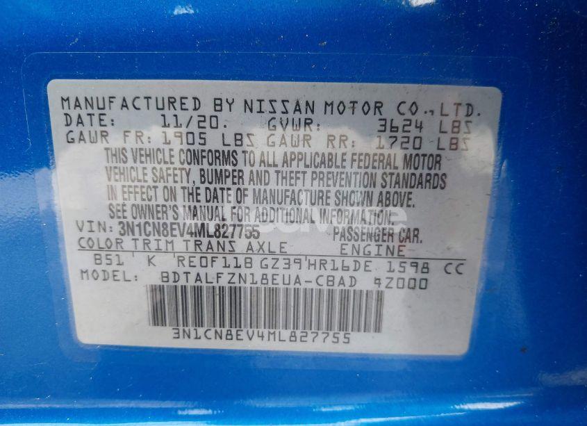 Photo 9 of 2021 Nissan Versa SV XTRONIC CVT (VIN 3N1CN8EV4ML827755)