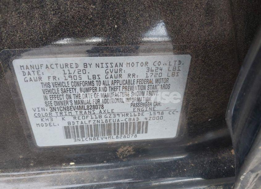 Photo 9 of 2021 Nissan Versa SV XTRONIC CVT (VIN 3N1CN8EV4ML828078)