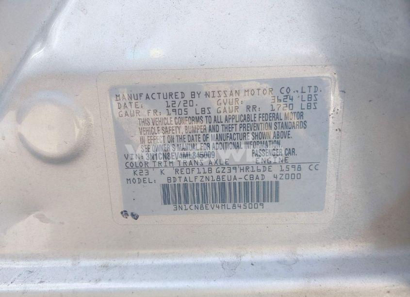 Photo 9 of 2021 Nissan Versa SV XTRONIC CVT (VIN 3N1CN8EV4ML845009)