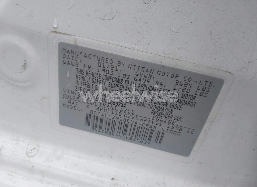 Photo 9 of 2021 Nissan Versa SV XTRONIC CVT (VIN 3N1CN8EV4ML859234)