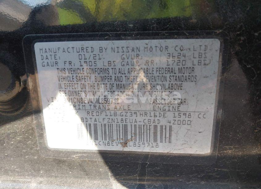 Photo 9 of 2021 Nissan Versa SV XTRONIC CVT (VIN 3N1CN8EV4ML859718)