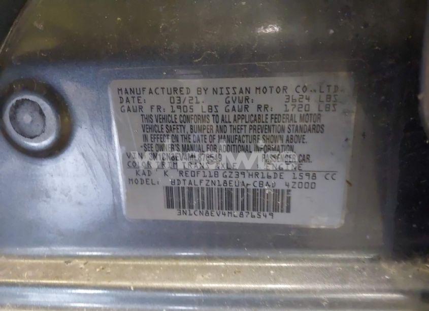 Photo 9 of 2021 Nissan Versa (VIN 3N1CN8EV4ML876549)