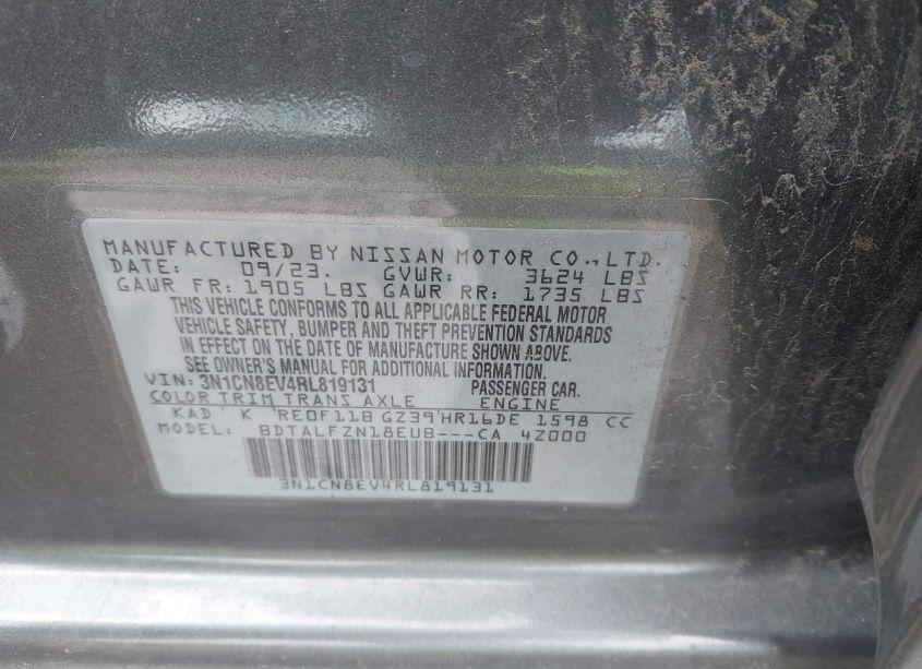Photo 9 of 2024 Nissan Versa 1.6 SV (VIN 3N1CN8EV4RL819131)