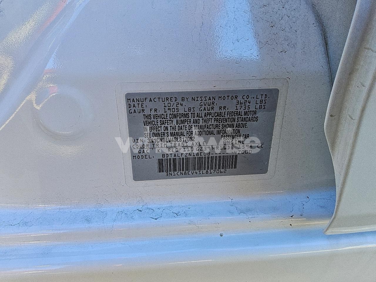 Photo 12 of 2025 NISSAN VERSA SV N/A (VIN 3N1CN8EV4SL817062)