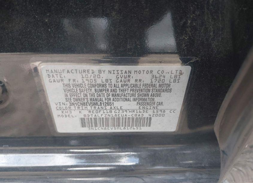 Photo 9 of 2021 Nissan Versa SV XTRONIC CVT (VIN 3N1CN8EV5ML812651)