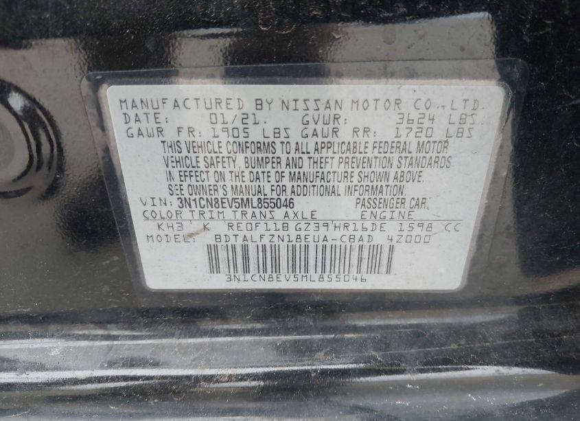 Photo 9 of 2021 Nissan Versa SV XTRONIC CVT (VIN 3N1CN8EV5ML855046)