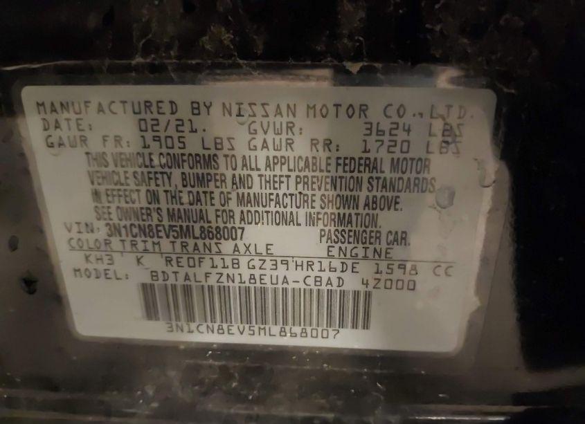 Photo 9 of 2021 Nissan Versa SV XTRONIC CVT (VIN 3N1CN8EV5ML868007)