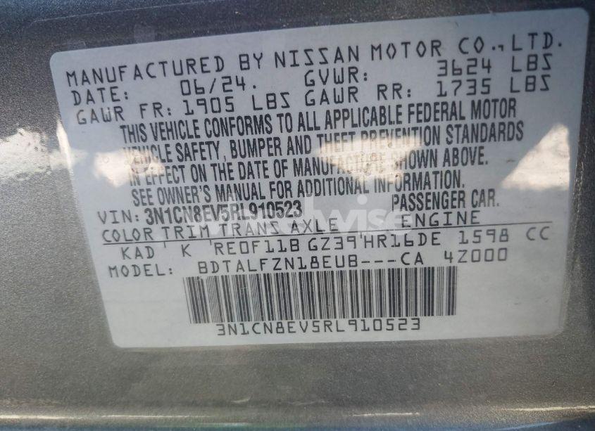 Photo 9 of 2024 Nissan Versa 1.6 SV (VIN 3N1CN8EV5RL910523)