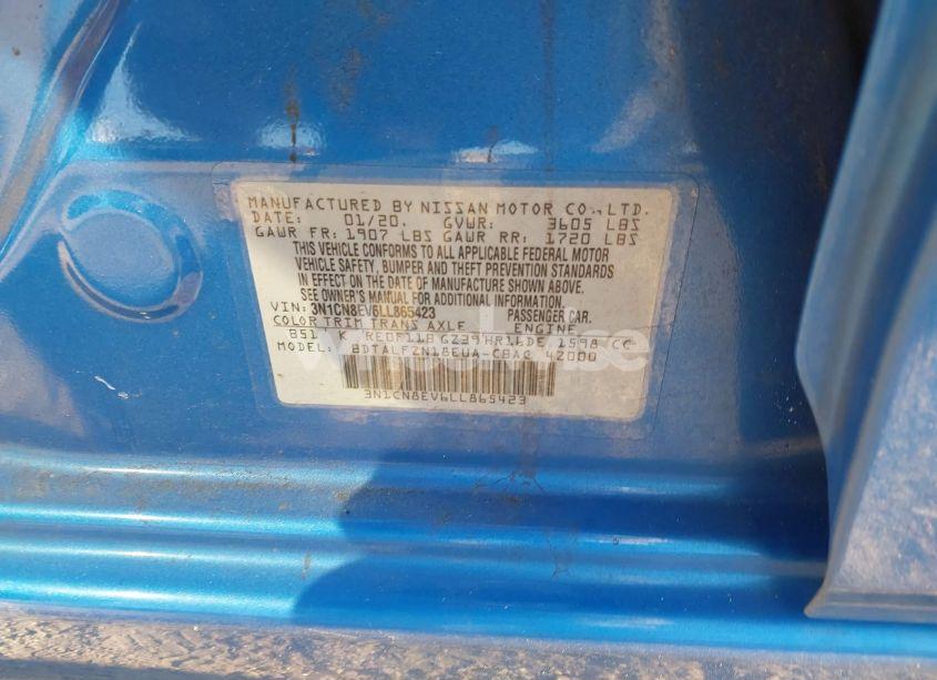 Photo 9 of 2020 Nissan Versa SV XTRONIC CVT (VIN 3N1CN8EV6LL865423)