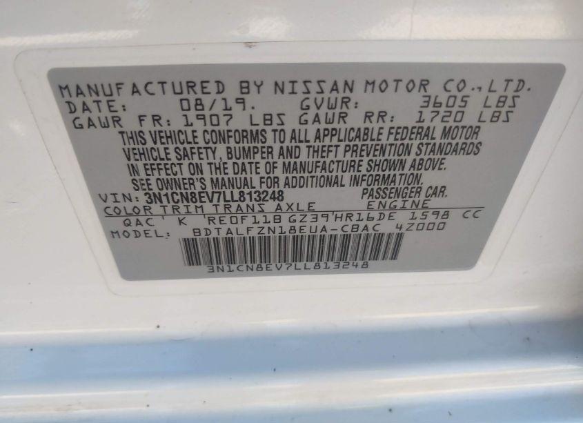 Photo 9 of 2020 Nissan Versa SV XTRONIC CVT (VIN 3N1CN8EV7LL813248)