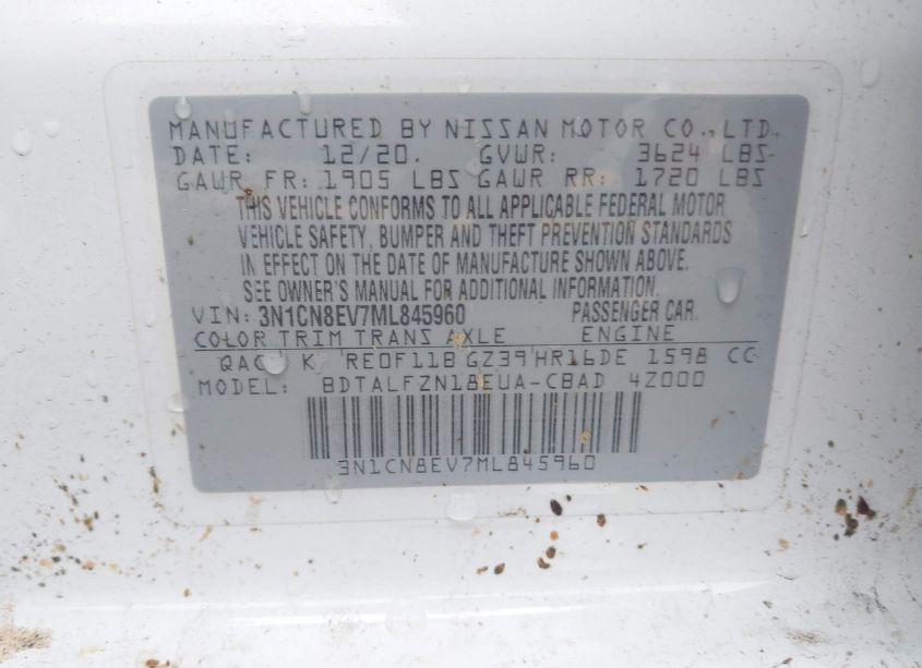 Photo 9 of 2021 Nissan Versa SV XTRONIC CVT (VIN 3N1CN8EV7ML845960)