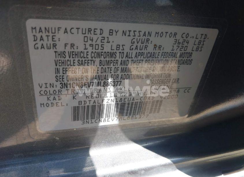 Photo 9 of 2021 Nissan Versa SV XTRONIC CVT (VIN 3N1CN8EV7ML886377)
