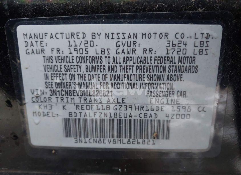 Photo 9 of 2021 Nissan Versa SV XTRONIC CVT (VIN 3N1CN8EV8ML826821)