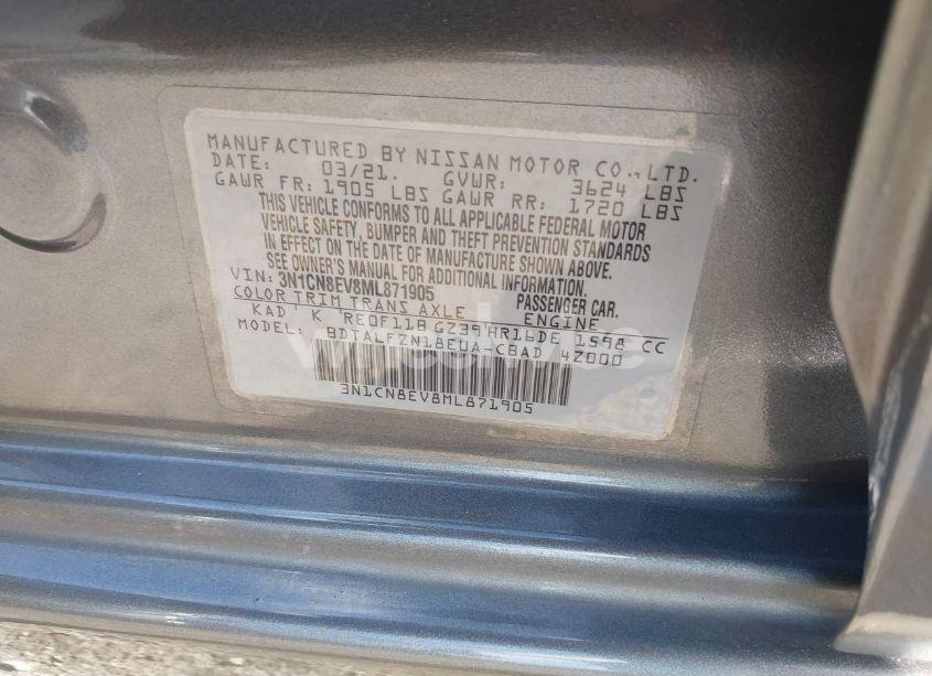 Photo 9 of 2021 Nissan Versa SV XTRONIC CVT (VIN 3N1CN8EV8ML871905)